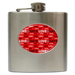 Love And Hate Typographic Design Pattern Hip Flask (6 oz) Front