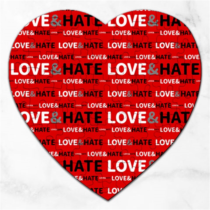 Love And Hate Typographic Design Pattern Jigsaw Puzzle (Heart)