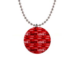 Love And Hate Typographic Design Pattern 1  Button Necklace by dflcprintsclothing