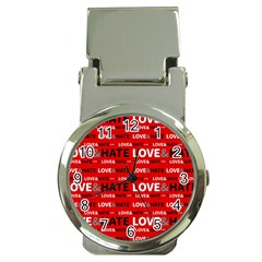 Love And Hate Typographic Design Pattern Money Clip Watches by dflcprintsclothing