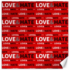 Love And Hate Typographic Design Pattern Canvas 20  X 20  by dflcprintsclothing