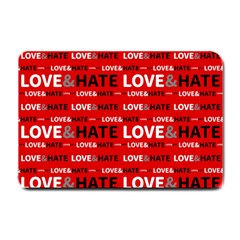 Love And Hate Typographic Design Pattern Small Doormat  by dflcprintsclothing