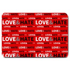 Love And Hate Typographic Design Pattern Large Doormat  by dflcprintsclothing