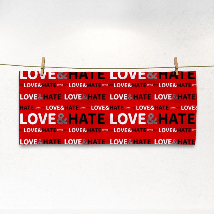 Love And Hate Typographic Design Pattern Hand Towel