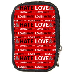 Love And Hate Typographic Design Pattern Compact Camera Leather Case by dflcprintsclothing