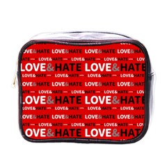 Love And Hate Typographic Design Pattern Mini Toiletries Bag (one Side) by dflcprintsclothing