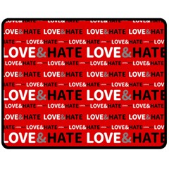 Love And Hate Typographic Design Pattern Fleece Blanket (medium)  by dflcprintsclothing