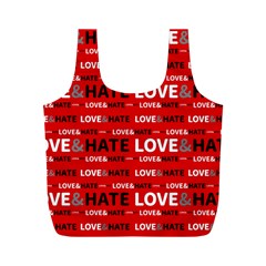 Love And Hate Typographic Design Pattern Full Print Recycle Bag (m) by dflcprintsclothing