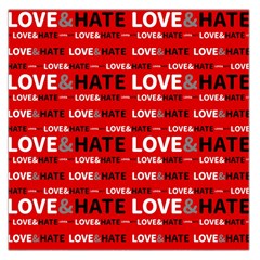 Love And Hate Typographic Design Pattern Large Satin Scarf (square) by dflcprintsclothing