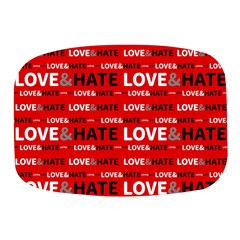 Love And Hate Typographic Design Pattern Mini Square Pill Box by dflcprintsclothing