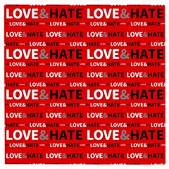 Love And Hate Typographic Design Pattern Wooden Puzzle Square by dflcprintsclothing