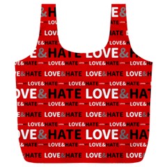 Love And Hate Typographic Design Pattern Full Print Recycle Bag (xxxl) by dflcprintsclothing