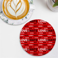 Love And Hate Typographic Design Pattern Uv Print Round Tile Coaster