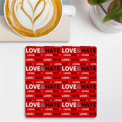 Love And Hate Typographic Design Pattern Uv Print Square Tile Coaster  by dflcprintsclothing