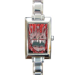 Evil Monster Close Up Portrait Rectangle Italian Charm Watch by dflcprintsclothing