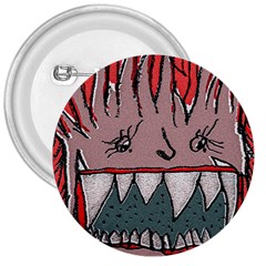 Evil Monster Close Up Portrait 3  Buttons by dflcprintsclothing