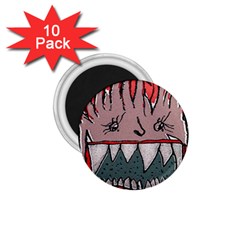 Evil Monster Close Up Portrait 1 75  Magnets (10 Pack)  by dflcprintsclothing