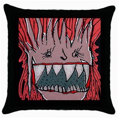 Evil Monster Close Up Portrait Throw Pillow Case (black) by dflcprintsclothing