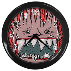 Evil Monster Close Up Portrait Wall Clock (black) by dflcprintsclothing