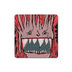 Evil Monster Close Up Portrait Square Magnet by dflcprintsclothing