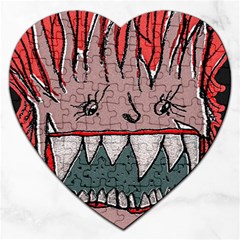 Evil Monster Close Up Portrait Jigsaw Puzzle (heart) by dflcprintsclothing