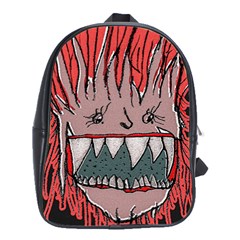 Evil Monster Close Up Portrait School Bag (large) by dflcprintsclothing