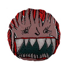 Evil Monster Close Up Portrait Standard 15  Premium Round Cushions by dflcprintsclothing