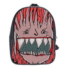 Evil Monster Close Up Portrait School Bag (xl) by dflcprintsclothing