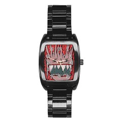 Evil Monster Close Up Portrait Stainless Steel Barrel Watch by dflcprintsclothing