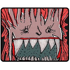 Evil Monster Close Up Portrait Double Sided Fleece Blanket (medium)  by dflcprintsclothing