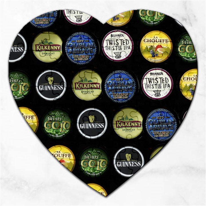 Beer Brands Logo Pattern Jigsaw Puzzle (Heart)