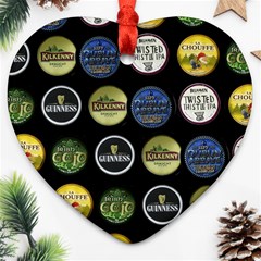 Beer Brands Logo Pattern Heart Ornament (two Sides)