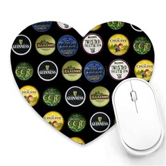 Beer Brands Logo Pattern Heart Mousepads by dflcprintsclothing