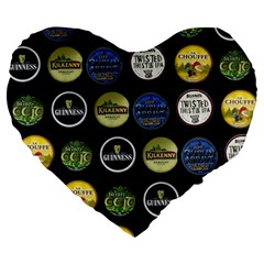 Beer Brands Logo Pattern Large 19  Premium Heart Shape Cushions by dflcprintsclothing