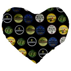 Beer Brands Logo Pattern Large 19  Premium Flano Heart Shape Cushions by dflcprintsclothing