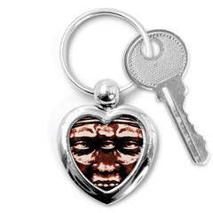 Creepy Head Portrait Artwork Key Chain (heart) by dflcprintsclothing