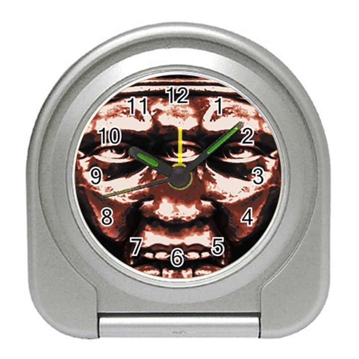 Creepy Head Portrait Artwork Travel Alarm Clock