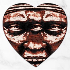 Creepy Head Portrait Artwork Jigsaw Puzzle (heart) by dflcprintsclothing