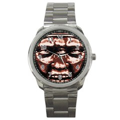 Creepy Head Portrait Artwork Sport Metal Watch by dflcprintsclothing