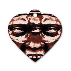 Creepy Head Portrait Artwork Dog Tag Heart (two Sides) by dflcprintsclothing