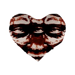 Creepy Head Portrait Artwork Standard 16  Premium Heart Shape Cushions by dflcprintsclothing