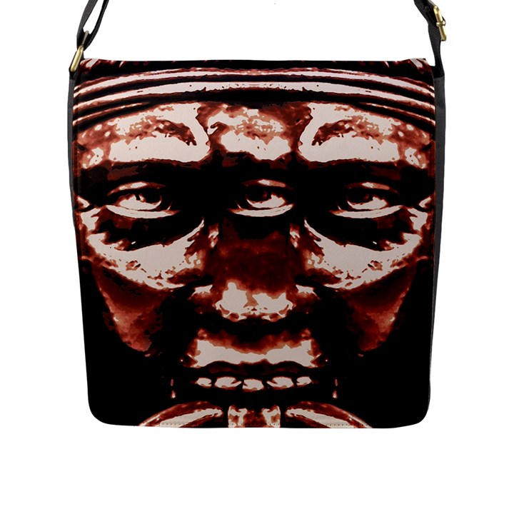 Creepy Head Portrait Artwork Flap Closure Messenger Bag (L)