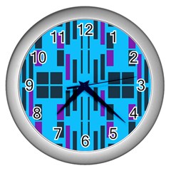 Abstract Pattern Geometric Backgrounds Wall Clock (silver) by Eskimos