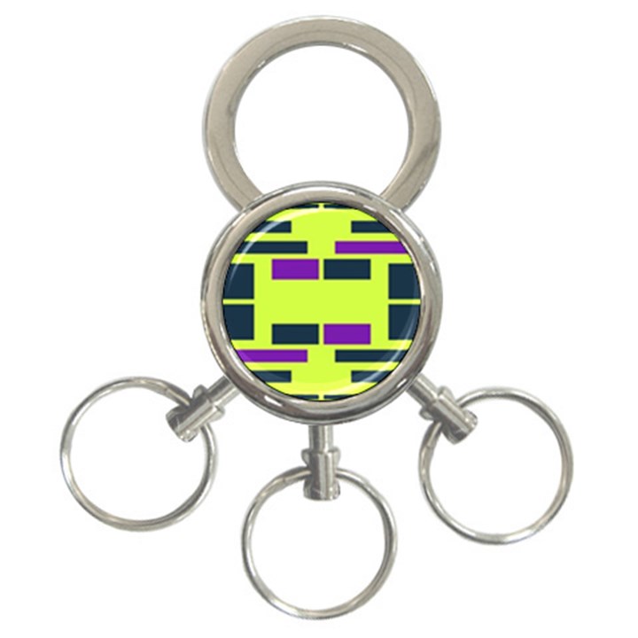 Abstract pattern geometric backgrounds 3-Ring Key Chain