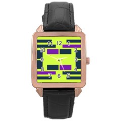 Abstract pattern geometric backgrounds Rose Gold Leather Watch 