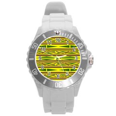 Abstract Pattern Geometric Backgrounds Round Plastic Sport Watch (l) by Eskimos