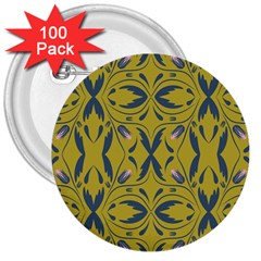 Folk Flowers Print Floral Pattern Ethnic Art 3  Buttons (100 Pack)  by Eskimos