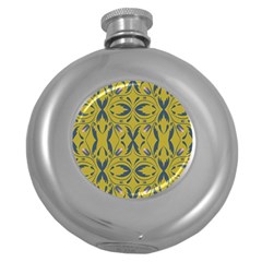 Folk Flowers Print Floral Pattern Ethnic Art Round Hip Flask (5 Oz) by Eskimos