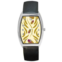 Folk Flowers Print Floral Pattern Ethnic Art Barrel Style Metal Watch by Eskimos