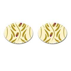 Folk Flowers Print Floral Pattern Ethnic Art Cufflinks (oval) by Eskimos